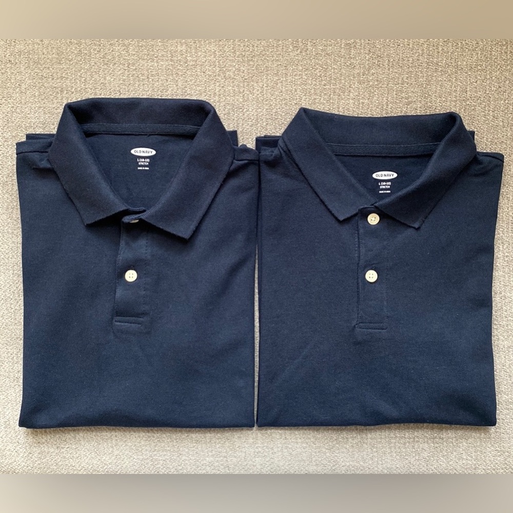 🆕2/$20 Old Navy Boys School Uniform Pique Polo Navy Shirt Large (10-12)
